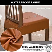 cheap Chair Cover-Waterproof PU Leather Seat Covers for Dining Room Stool Chair Cover Geometric Printed Polyester Slipcovers