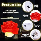 זול אורות נרות-12 יחידות led אורות תה נרות מלאכותיים עלי כותרת של ורדים אור נר חשמלי נר רומנטי נר ללא להבות מופעל על סוללה חג המולד ולנטיין מסיבת יום הולדת לחתונה קישוט סצנת