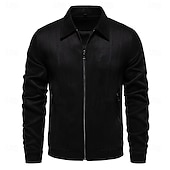 economico Giacche in Suede Sintetico-Per uomo Giacca sportiva Giacca in pelle scamosciata marrone Casual / quotidiano Sexy Autunno inverno Tinta unita / tinta unita Informale Bavero Standard Nero Giallo Verde Grigio Giacca