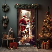 levne Vánoční kryty dveří-vánoční ozdoby na dveře kryty dveří Vánoce Santa jízda na kole tapisérie dveřní závěs dekorace pozadí vnitřní / venkovní banner dveří pro přední dveře statek vánoční dovolená party dekorace zásoby