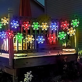 baratos Luzes solares de corda-Luzes de corda de fada à prova d&#039;água de floco de neve de natal com led solar 30/50/100 led 8 modos de iluminação para áreas externas quintal jardim feriado jardim casamento festa de ano novo