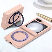 cheap Samsung Cases-Phone Case For Samsung Galaxy Z Flip 6 Z Flip 5 Z Flip 4 Z Flip 3 Back Cover with Stand Holder Magnetic Support Wireless Charging Retro TPU PC