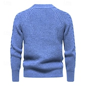 preiswerte Herrenpullover-Herren Pullover Gerippt Stricken Normale Oberteile Strick Schmaler Schnitt Glatt Rundhalsausschnitt Moderne zeitgenössische Arbeit Freizeitskleidung Bekleidung Winter Schwarz Blau M L XL
