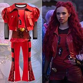 billiga Tjejdräkter-Barn Röd drottning av hjärtan Karneval Kläder Descendants The Rise of Red Cosplay Barn Flickor Karnival Fest Enkel karnevalskostym Klä ut