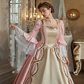 cheap Dresses-Rococo Victorian Vintage Inspired Dress Party Costume Prom Dress Princess Shakespeare Solid Color Ball Gown Women&#039;s Halloween Carnival Valentine&#039;s Day Party Evening Party Masquerade Adults&#039; Dress All