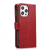 cheap iPhone Cases-Phone Case For iPhone 16 Pro Max Plus iPhone 15 Pro Max Plus iPhone 14 13 12 11 Pro Max Mini SE X XR XS Max 8 7 Plus Back Cover with Stand Holder Zipper with Wrist Strap Retro TPU PU Leather