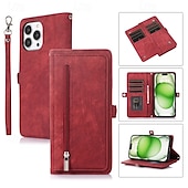 abordables Carcasas iPhone-teléfono Funda Para iPhone 16 Pro Max Plus iPhone 15 Pro Max Plus iPhone 14 13 12 11 Pro Max Plus Funda Trasera con Soporte Magnética con cordón Retro TPU Cuero de PU