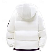 preiswerte Daunenjacken &amp; Parkas für Herren-Herren Outdoorjacke Wintermantel puffer jacket Winterjacke Sport &amp; Natur Warm Herbst Winter Solide / einfarbig Mit Kapuze Kurz Schwarz Weiß Khaki Armeegrün Jacken
