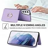 Недорогие Чехлы для Samsung-телефон Кейс для Назначение S24 Ultra Plus S23 S22 S21 S20 Ultra Plus FE A55 5G A14 A54 A72 А73 А53 A71 A12 Кейс на заднюю панель со стендом Кольца-держатели Разъем для карты Ретро ТПУ Кожа PU