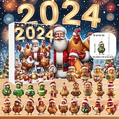 cheap Tree Accessories-Christmas Advent Calendar Ornaments,2D Acrylic Cute Chicken Baby 24pcs Christmas Ornament Kit Gift 24 Days Countdown Mini Hanging Tree Xmas Ornaments for Christmas Party Decorations