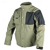 お買い得  フリースと3in1ジャケット-男性用 軍事戦術ジャケット コンバットジャケット ハイキング ジャケット アウトドア パッチワーク 防水 防風 ジャケット 登山 キャンプ / ハイキング / ケイビング 旅行 ブラック アーミーグリーン