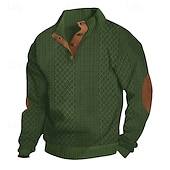 preiswerte Einfache Sweatshirts-Herren Sweatshirt Schwarz Weiß Armeegrün Khaki Grau Stehkragen Farbblock Patchwork Gerippt Strukturiert Sport &amp; Outdoor Täglich Ferien Polyester Strukturiert Streetwear Basic Lässig Frühling &amp; Herbst
