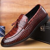 economico Semi-formale-mocassini da uomo in pelle stampata coccodrillo di lusso con dettaglio nappa - eleganti scarpe slip-on per abbigliamento formale e da lavoro