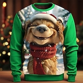 abordables Disfraz de animal navideño-Navidad Hombre Perro Impresión 3D 3D Sudaderas Sudadera Sudadera Manga Larga Camisa de entrenamiento Cuello Barco 3D Gracioso Impresión 3D Navidad Vacaciones Fiesta Cuello redondo Impresión 3D 3D