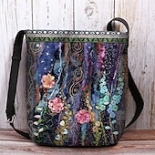 levne Tašky přes rameno-dámská bohémská květinová vyšívaná crossbody kabelka, umělecká ručně vyrobená taška přes rameno s barevným květinovým vzorem, ideální pro běžné nošení a festivaly