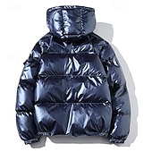 billiga Herrdunjackor och -parkas-Herr Vinterkappa Pufferjacka Vadderad jacka Ficka Polyester Dagliga kläder Datum Semester Normal Mode Ledigt Bekväm Håller värmen Höst vinter Enfärgad / vanlig färg Silver Svart Marinblå Guld