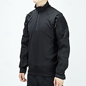 tanie Najfatalniejszy-Męskie Koszula bojowa Koszula turystyczna Taktyczna koszula wojskowa Długi rękaw Quarter Zip Top Na wolnym powietrzu Oddychający Miękka Poliester Niejednolita całość Czarny Zieleń wojskowa Chropowata