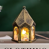 ieftine Lumini de Craciun-decor de Crăciun lumina de noapte cadou strălucitor de Anul Nou lanternă retro pandantiv brad de Crăciun decor de masă elemente de recuzită de vacanță 1buc