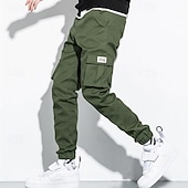 abordables Pantalons Cargo-Homme Pantalon Cargo Pantalon Jogger Pantalon Cordon Taille elastique Multi poche Plein Vestimentaire Extérieur du quotidien Camping et randonnée Mode Classique Noir Vert Véronèse
