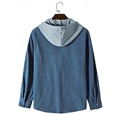 cheap Men&#039;s  Overshirts-Men&#039;s Shirt Waffle Shirt Overshirt Plain Outdoor Street Light Blue Black Blue Green Long Sleeve Hooded Winter Spring &amp;  Fall Clothing Apparel