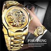 levne Mechanické hodinky-FORSINING Pánské mechanické hodinky luxusní velký ciferník venkovní obchodní duté skeleton automatické samo-navíjecí tourbillon luminiscenční nerezová ocel páskové hodinky