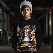 billiga Pojkens 3D-djur-Pojkar 3D Grafisk Djur Brud Huvtröja Långärmad Vår Höst Mode Streetwear Barn 4-12 år Huva Utomhus Ledigt Dagligen Normal