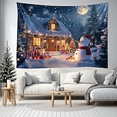 cheap Christmas Tapestry Hanging-Christmas Decorations Snowman Gifts Hanging Tapestry Xmas Wall Art Large Tapestry Mural Decor Photograph Backdrop Blanket Curtain Home Bedroom Living Room Decoration