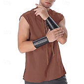 halpa Topit-Retro / vintage Keskiaika Renessanssi Liivi T-paita Merirosvo Viikinki Naamiaispuku Miesten Merirosvo Halloween Karnevaali Naamiaiset LARP Aikuisten Pusero Kevät kesä