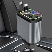 Недорогие Автомобильные зарядные устройства-Автомобильное зарядное устройство 4-в-1, звездное небо, атмосфера, свет, супербыстрая зарядка, вспышка, зарядка, телескопический кабель типа C &amp;освещение