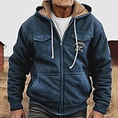 economico Felpa con cappuccio in pile-Per uomo Felpa con cappuccio a zip intera Felpa con cappuccio e zip Felpa con cappuccio in pile Verde militare Blu Marrone Cachi Con Cappuccio Mucca Con zip Tasca Sport &amp; Outdoor Quotidiano Ferie