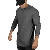 Homme T-shirt Chemise à Manches Longues manche longue Col ras du cou Printemps & Automne Uni Mode Designer Basique Classique Vacances Rue Sortir Noir Blanche bleu marine T-shirt haut de gamme pour abordables t-shirts de base-Homme T-shirt Chemise à Manches Longues manche longue Col ras du cou Printemps & Automne Uni Mode Designer Basique Classique Vacances Rue Sortir Noir Blanche bleu marine T-shirt haut de gamme pour