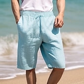 economico Vacanza-Per uomo Pantaloncini Pantaloncini estivi Pantaloncini da spiaggia A cordoncino Vita elastica Gamba dritta Liscio Comfort Traspirante Breve Informale Giornaliero Per eventi Di tendenza Classico Cachi