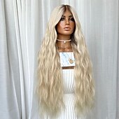 economico Parrucche lace front capelli veri-parrucca frontale in pizzo 13x4 con capelli umani remy, parrucca bionda cenere con capelli per bambini, senza colla, con onde naturali e ombre, per donne