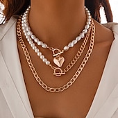 abordables Collares-Gargantillas Perla Artificial Mujer Elegante Sencillo Multi capa Boda Irregular Gargantillas Para Boda Fiesta Calle