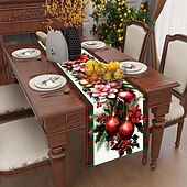 お買い得  クリスマスの装飾-クリスマステーブルランナー、お祝いのホリデーデコレーション、エレガントな季節のテーブルトップアクセント、ホリデーの集まりやダイニングに最適