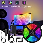 رخيصةأون ضوء الليل الذكي-أضواء LED قطاع الإضاءة الخلفية usb شاشة عرض الكمبيوتر مزامنة جو ذكي 1 / 1.5 / 2 / 2.5m 5050smd 30 حبة led / م ws2811 دعم التحكم في التطبيق متعدد الشاشات