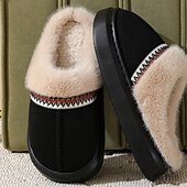economico Pantofole da casa-pantofole pelose con suola spessa autunno&amp;amp;pantofole invernali in cotone per esterni con interno in caldo peluche spesso e confortevole per la casa