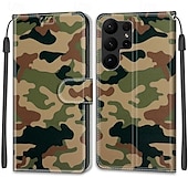 זול מארז סמסונג-טלפון מגן עבור S23 S23 Ultra S23 Plus S22 S22 Plus Ultra S21 Ultra S21 FE S21 A14 A54 כיסוי אחורי עם מעמד עם רצועת יד חריץ לכרטיס רטרו TPU עור PU