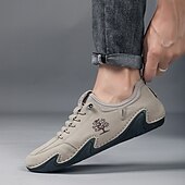 baratos Ténis para Homem-Homens Tênis sapatos feitos à mão Microfibra Confortável Antiderrapante Com Cadarço Preto Bege Cinzento