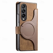 お買い得  サムスン用ケース-電話 ケース 用途 Zフォールド6 Z Fold 5 Z Fold 4 Z Fold 3 バックカバー スタンド付き 磁石バックル カード挿入口 レトロ風 PUレザー