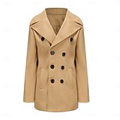 preiswerte Herren-Blazer &amp; -Anzüge-Herren Wintermantel Peacoat Trenchcoat Outdoor Freizeitskleidung Herbst Winter Polyester warm Oberbekleidung Bekleidung Modisch Strassenmode Glatt Tasche Kargen Doppelreihiger Verschluss