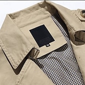 billige Trenchcoat for menn-Herre Trenchcoat Karneval Fest Vår Høst Vinter Bomull Yttertøy Klær Elegant Årgang ikke-utskrift Helfarge Knapp Brettelig Krage