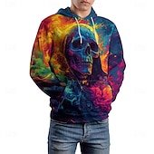baratos moletons 3d masculinos-Homens Gráfico Escuro Moletom Moletons Moletom Manga Longa Moletom com capuz Com Capuz Férias Impressão 3D Férias Esportes Para Noite Arco-íris Estampado Inverno Primavera &amp; Outono Designer