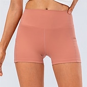 cheap Yoga Leggings &amp; Tights-Women&#039;s Gym Shorts Yoga Shorts Workout Shorts with Phone Pocket High Waist Yoga Gym Workout Pilates Shorts Black White Yellow Sports Activewear Stretchy Slim