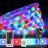 baratos Controlo Remoto-luzes de tira de led flexíveis rgb 5m luzes tiktok 300 leds 2835 8mm ir 44key controle remoto conectável autoadesivo mudança de cor
