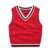 cheap Sweaters &amp; Cardigans-Kids Boys Sweater Color Block Sleeveless Patchwork School Daily White Fall Clothes 4 years+