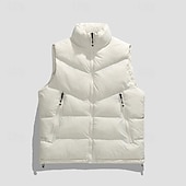 economico Gilet-Per uomo Smanicato Gilet imbottito Gilet Giornaliero Appuntamento Da mare Di tendenza Informale Autunno inverno Tasche Poliestere Tenere al caldo Comodo Liscio Cerniera Colletto alla coreana Standard