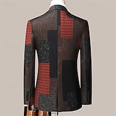 preiswerte Herren bedruckte Blazer-Herren Blumen Farbblock Langarm Umlegekragen Mode Streetwear Geschäftlich Arbeit Büro-Outfit Ausgehen Knöpfe Druck