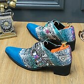 baratos Semi-formal-Sapatos oxford masculinos com salto alto e fivela psicodélica e biqueira de camurça – calçados formais estilo retrô para festas e eventos especiais