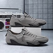 baratos Ténis para Homem-Homens Tênis sapatos feitos à mão Microfibra Confortável Antiderrapante Com Cadarço Preto Bege Cinzento